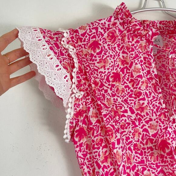 MISA x Revolve Lilian Dress Short in Pink and White Trim Size SMALL - Picture 5 of 8